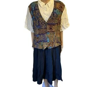 Vintage 70s-80s Ultra Dress Women 20W Prairie Cottagecore Collar RetroStars Midi